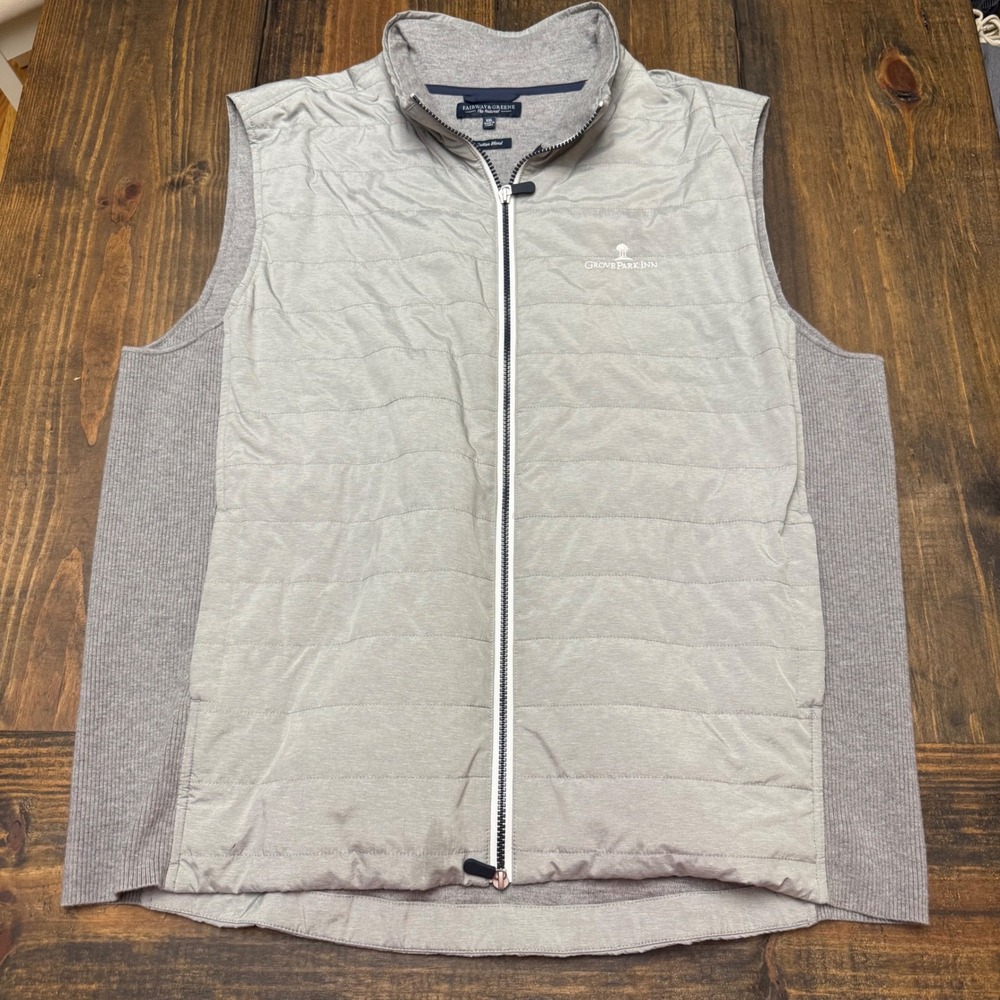 Fairway & Greene, Golf Vest McAllan blend XXL, cashmere cotton Mens Gray Quilted